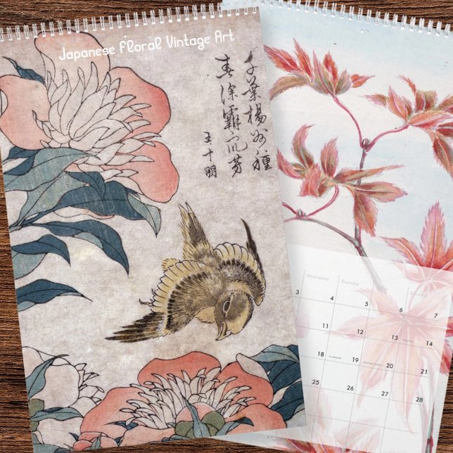 Floral Japanese Vintage Art Calendar (Floral Japanese Vintage Art Calendar by Ricaso. A stunning calendar you can start at any month)