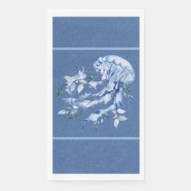 Floral Jellyfish  Paper Guest Towels Napkin (Front)