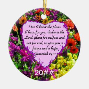 FLORAL JEREMIAH 29:11 PHOTO DESIGN CERAMIC TREE DECORATION