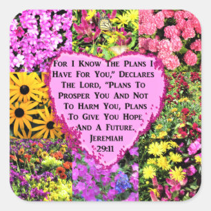 FLORAL JEREMIAH 29:11 PHOTO DESIGN SQUARE STICKER