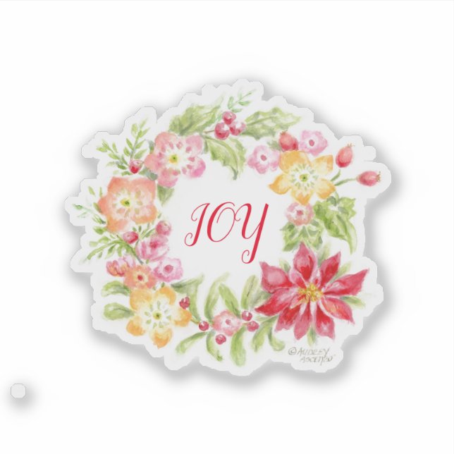 Floral Joy Medley Wreath Custom-Cut Vinyl Sticker (Front)