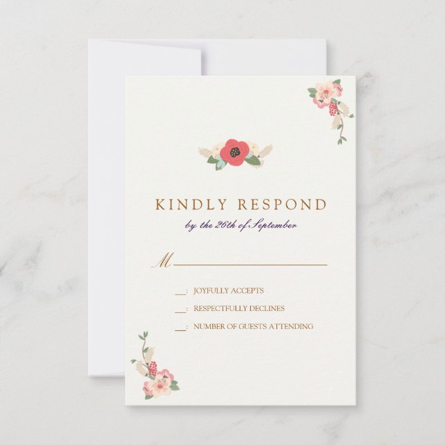 Floral Jumping the Broom Wedding RSVP Response (Front)