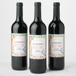 Floral Jungle Safari Baby Shower Thank You Wine Label
