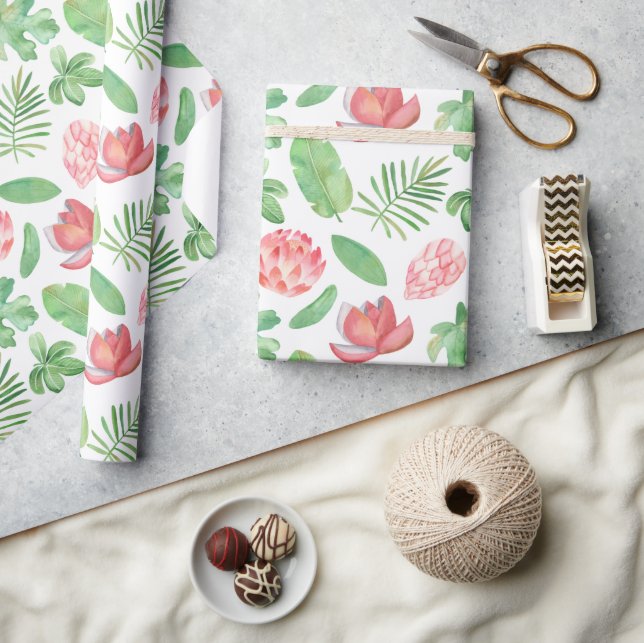 Floral Jungle Safari Baby Shower Tropical Floral Wrapping Paper (Crafts)