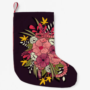 Floral Jungle Snakes Tropical Vintage Small Christmas Stocking