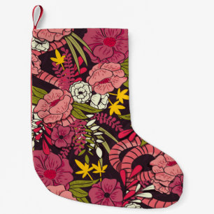 Floral jungle with snakes pattern, tropical flower small christmas stocking