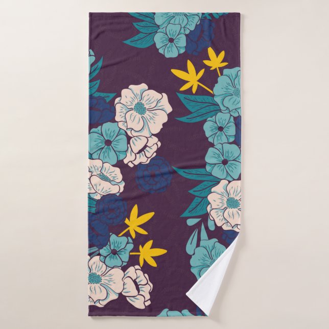 Floral jungle with snakes seamless pattern, tropic bath towel (Bath Towel)