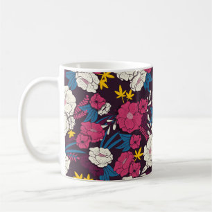 Floral jungle with snakes vintage pattern, tropica coffee mug