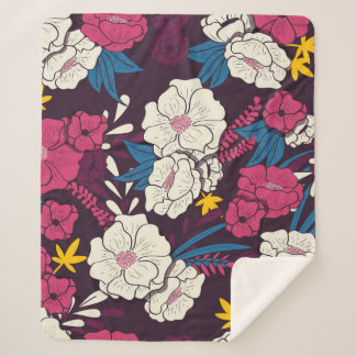 Floral jungle with snakes vintage pattern, tropica sherpa blanket