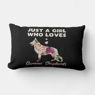 Floral Just A Girl Who Loves German Shepherd Lumbar Cushion