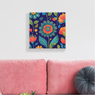 Floral Kaleidoscope Garden - Vibrant Nature Art Canvas Print
