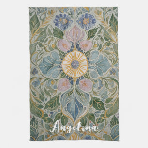 Floral Kaleidoscope Personalised Tea Towel