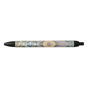 Floral Kaleidoscope Personalized Black Ink Pen
