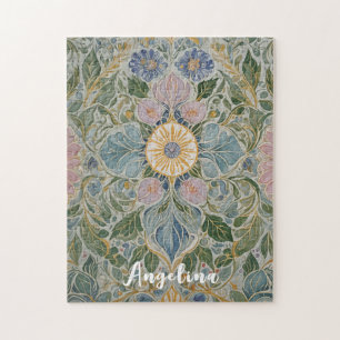 Floral Kaleidoscope Personalized Jigsaw Puzzle