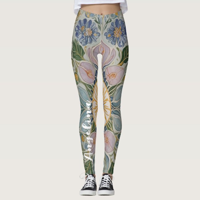 Floral Kaleidoscope Personalized Leggings (Front)