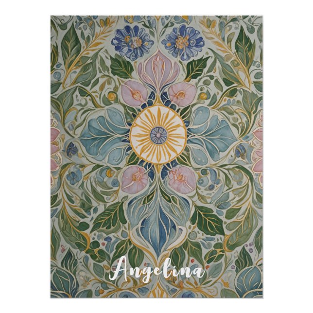 Floral Kaleidoscope Personalized Poster (Front)