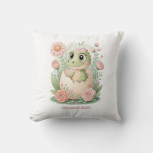 Floral kawaii baby alligator hatching Eggs -Girl Cushion