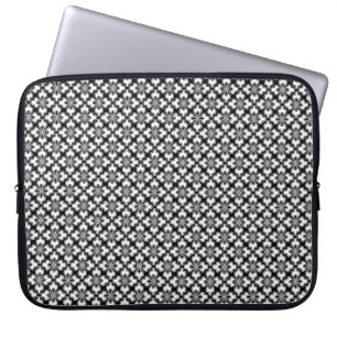 Floral kimono print, black and white laptop sleeve