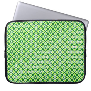 Floral kimono print, lime and pine green laptop sleeve