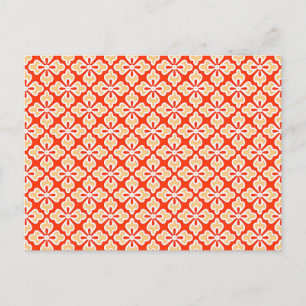 Floral kimono print, peach and mandarin orange postcard