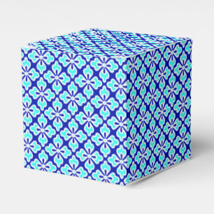 Floral kimono print, turquoise and cobalt blue favour box