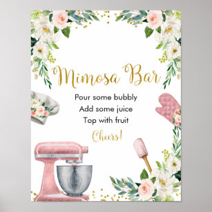 Floral Kitchen Bridal Shower Mimosa Bar Poster