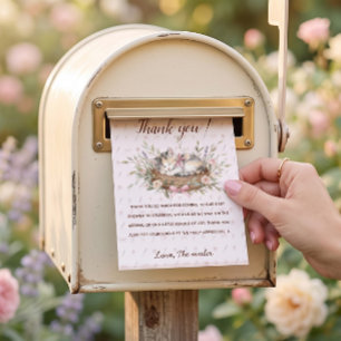 Floral Kitten Girl Baby Shower Thank You Card