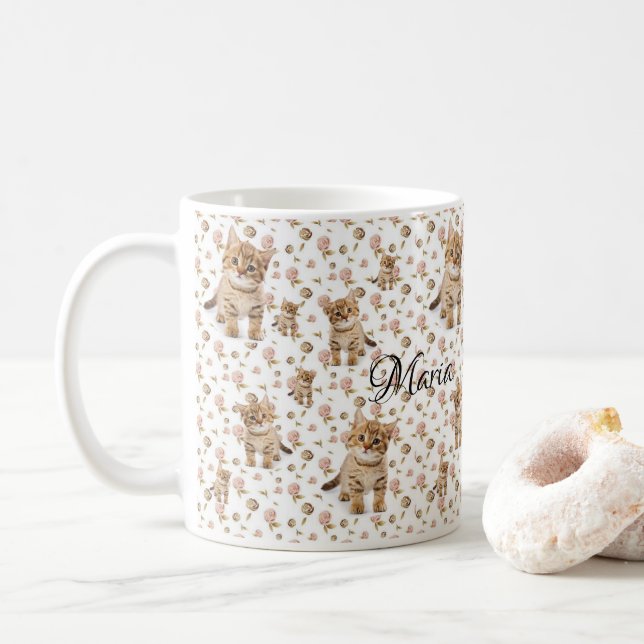 Floral Kitten Mug (With Donut)