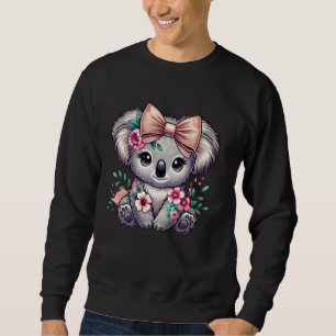 Floral Koala Bear Flower Bow Cute Koala Lover Wome Sweatshirt