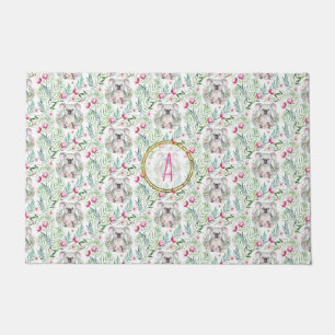 Floral KOALA BEAR Monogram Girls Bedroom Nursery Doormat