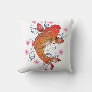Floral koi carp cushion