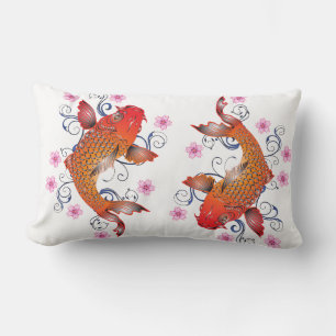 Floral koi carp lumbar cushion