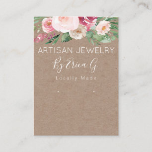 Floral Kraft Handmade Earrings Jewellery Display Business Card