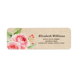 Floral Kraft Paper Wedding Return Address Labels