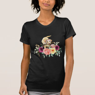 Floral Labrador Retriever   T-Shirt