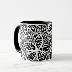 Floral Lace Black White Mug