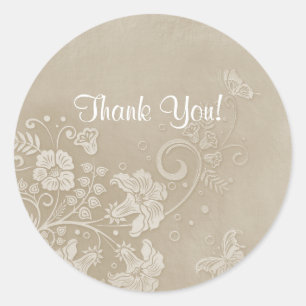 Floral Lace Butterfly Wedding Classic Round Sticker