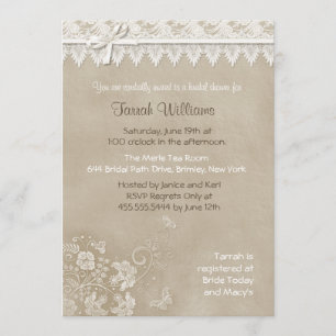 Floral Lace Butterfly Wedding Invitation