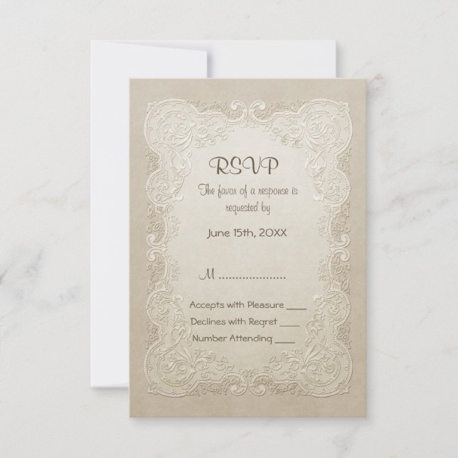 Floral Lace Butterfly Wedding RSVP Card (Front)