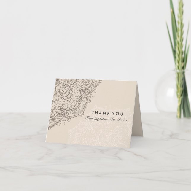 Floral Lace | Cream Thank You Card (Front)