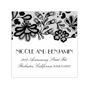 Floral Lace Elegant Wedding Self-inking Stamp