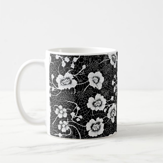 Floral Lace Intricate Pattern Coffee Mug (Left)