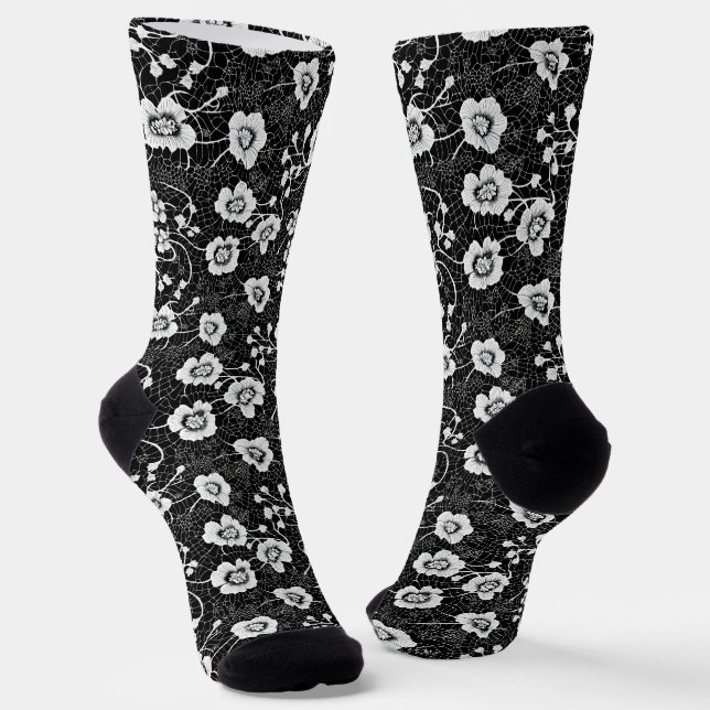 Floral Lace Intricate Pattern Socks (Angled)