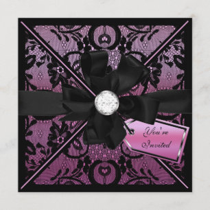 Floral Lace Invite with Diamond Bow