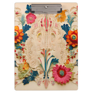Floral Lace- Like Multicolored Clipboard