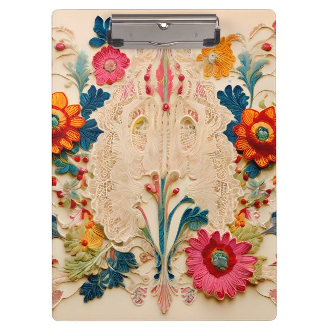 Floral Lace- Like Multicolored  Clipboard (Front)