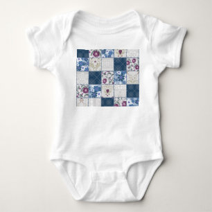 Floral Lace: Patchwork Seamless Background. Baby Bodysuit