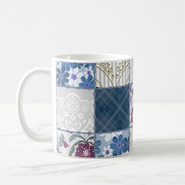 Floral Lace: Patchwork Seamless Background. Coffee Mug (Left)