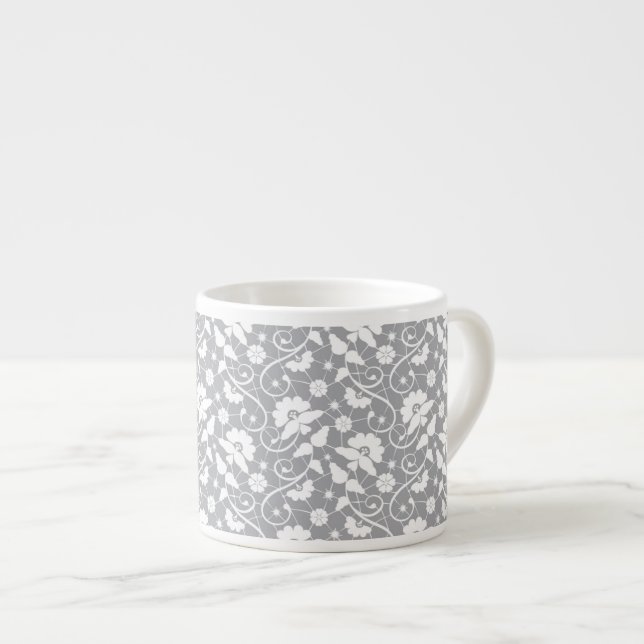 Floral Lace Pattern Espresso Cup (Front Right)