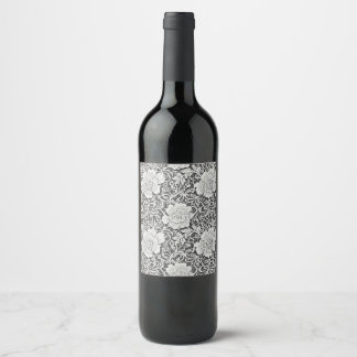 Floral Lace Pattern Look Wine Label
